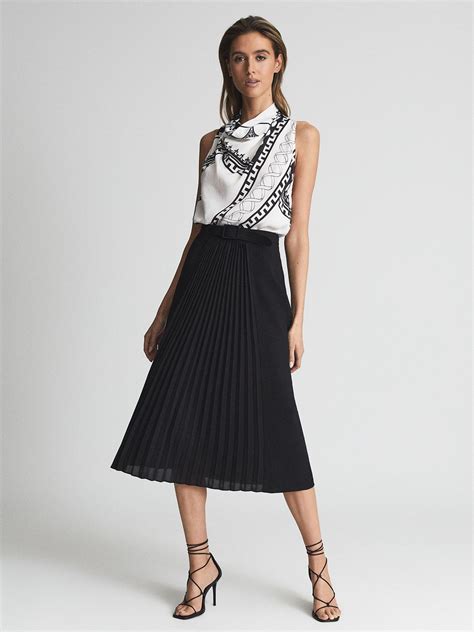 celine split front midi skirt|PLEATED MIDI SKIRT IN SILK .